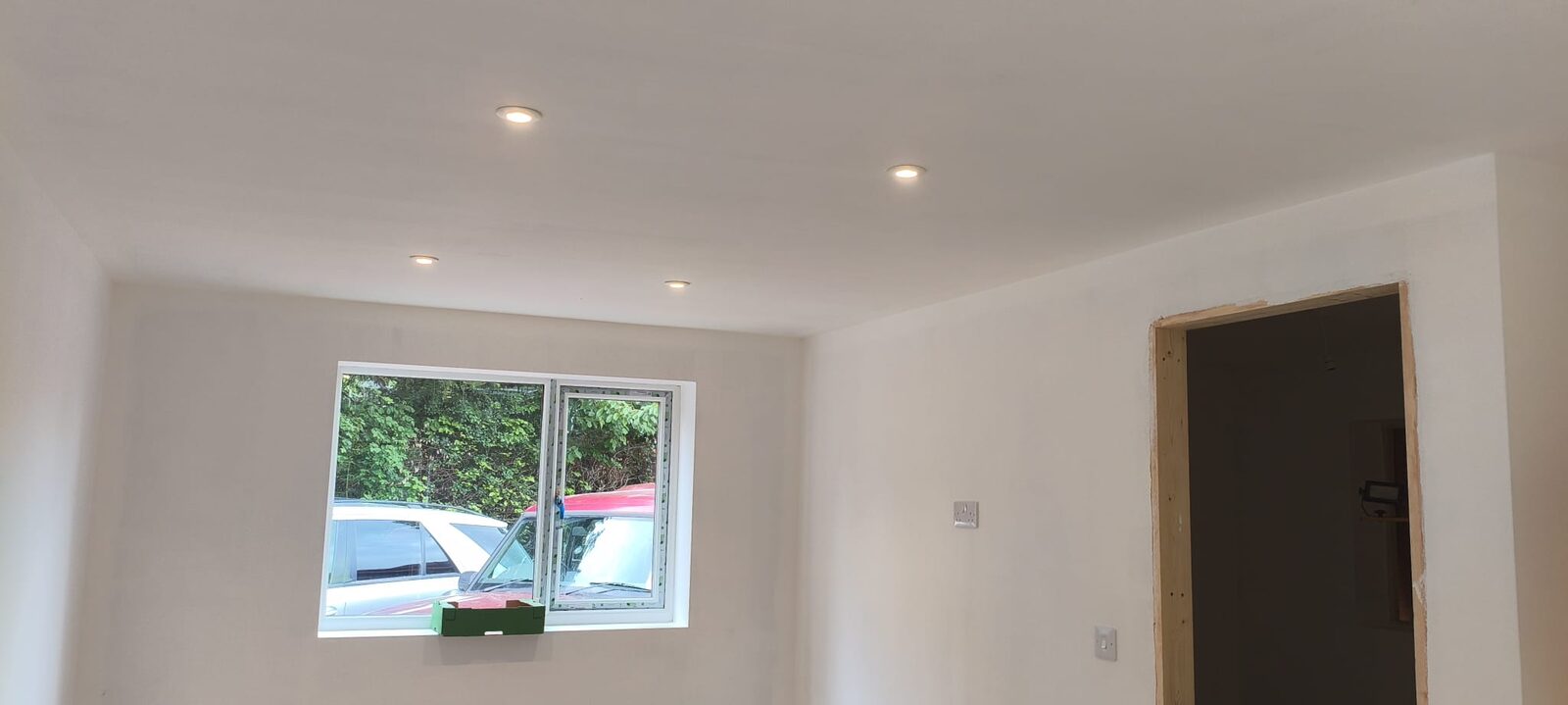 Recessed LED downlight installation in a newly finished room